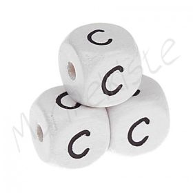 Buchstabenperlen weiß 10x10mm geprägt 'C' 161 auf Lager