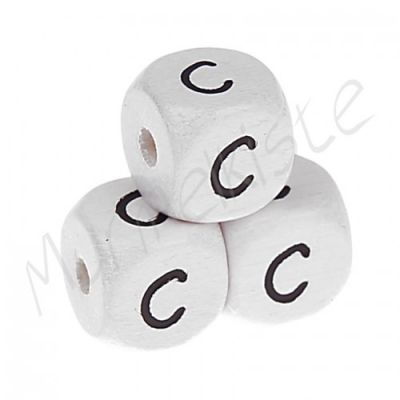 Buchstabenperlen weiß 10x10mm geprägt 'C' 461 auf Lager
