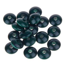 Linsen-Perlen Holzlinsen 10mm • 50 Stück 'dunkelgrün' 166 auf Lager