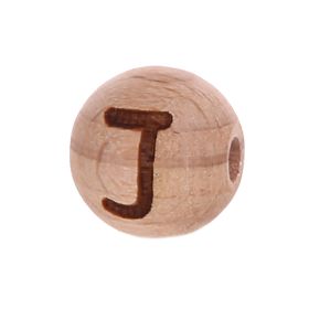 Letter beads 12mm with laser engraving - drilled horizontally 'J' 114 in stock 