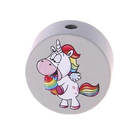 Motivperle Scheibe Einhorn 'hellgrau' 72 auf Lager