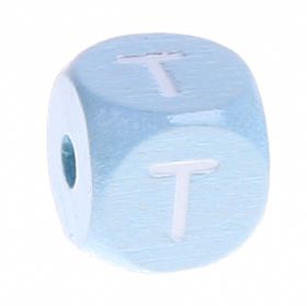 Letter beads baby blue 10x10mm 'T' 187 in stock 