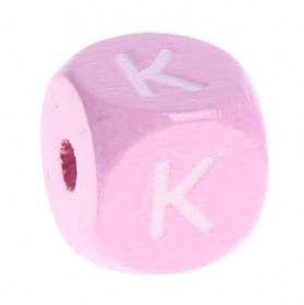 Wooden letters pink 10 mm x 10 mm 'K' 769 in stock 
