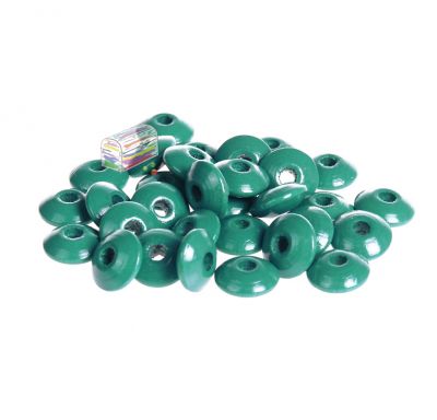 Linsen-Perlen Holzlinsen 10mm • 50 Stück 'türkis' 245 auf Lager