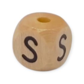 Vertikale Buchstabenwürfel Holz geprägt 10mm Buchstabenperlen 'S' 223 auf Lager