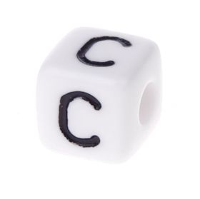 Plastic letter cube 10x10mm white/black - 10 pcs 'C' 214 in stock 