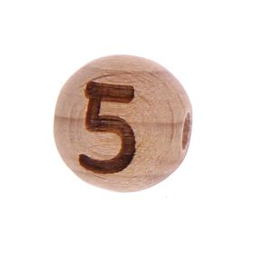 Letter beads 12mm with laser engraving - drilled horizontally '5' 176 in stock 