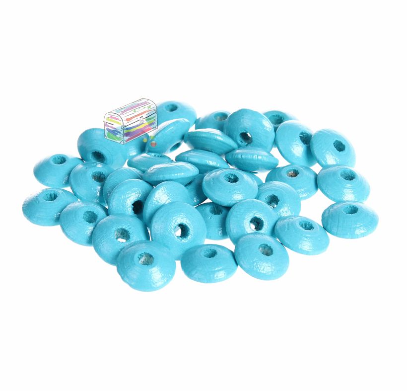Holzlinsen 10mm • 50 Stück 'helltürkis' 150 auf Lager