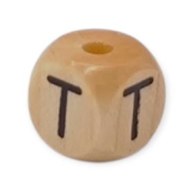 Vertikale Buchstabenwürfel Holz geprägt 10mm Buchstabenperlen 'T' 221 auf Lager
