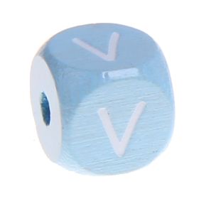 Letter beads baby blue 10x10mm 'V' 593 in stock 