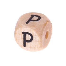 Letter beads letter cube wood embossed 10mm 'P' 0 in stock 