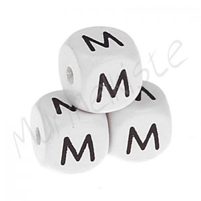 Buchstabenperlen weiß 10x10mm geprägt 'M' 1203 auf Lager