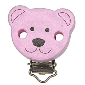 Teddy Schnullerclip Holzclip 'rosa' 3 auf Lager