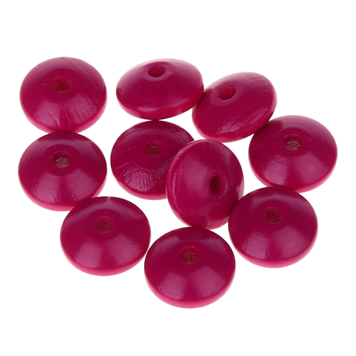 Holzlinsen 14mm • 50 Stück 'dunkelpink' 68 auf Lager