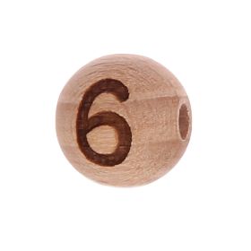 Letter beads 12mm with laser engraving - drilled horizontally '6' 182 in stock 