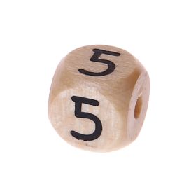 Zahlenperlen Zahlenwürfel Holz 10 mm geprägt '5' 306 auf Lager