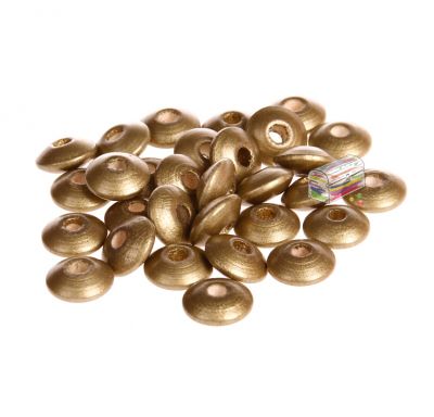 Linsen-Perlen Holzlinsen 10mm • 50 Stück 'gold' 50 auf Lager