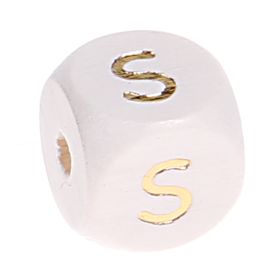 Buchstabenperlen weiss-gold 10mm x 10mm 'S' 224 auf Lager