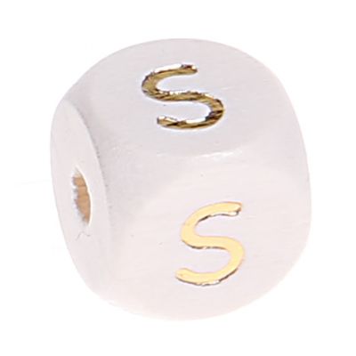 Buchstabenperlen weiss-gold 10mm x 10mm 'S' 194 auf Lager