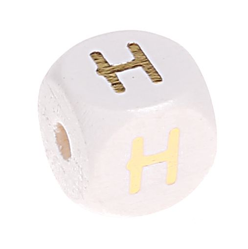 Buchstabenperlen weiss-gold 10mm x 10mm 'H' 351 auf Lager