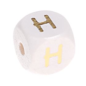 Buchstabenperlen weiss-gold 10mm x 10mm 'H' 290 auf Lager