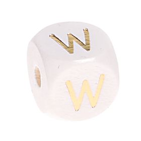 Buchstabenperlen weiss-gold 10mm x 10mm 'W' 56 auf Lager