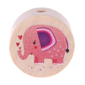 Elephant motif bead (disk) 'pink' 26 in stock 