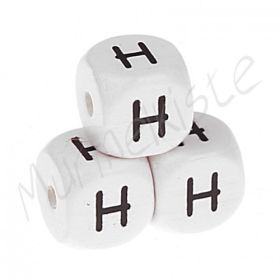 Buchstabenperlen weiß 10x10mm geprägt 'H' 208 auf Lager