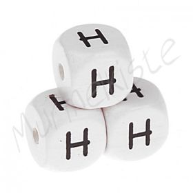 Letter beads white 10x10mm embossed 'H' 421 in stock 