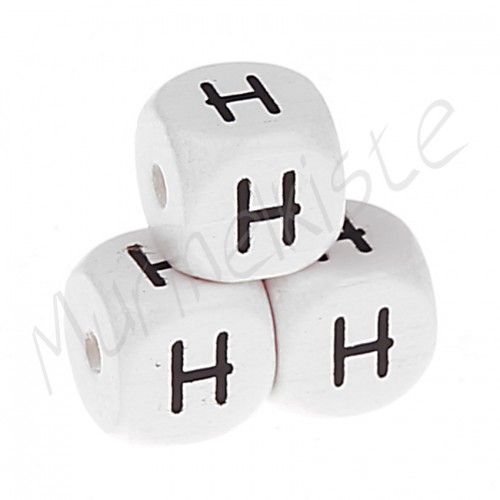 Buchstabenperlen weiß 10x10mm geprägt 'H' 1307 auf Lager