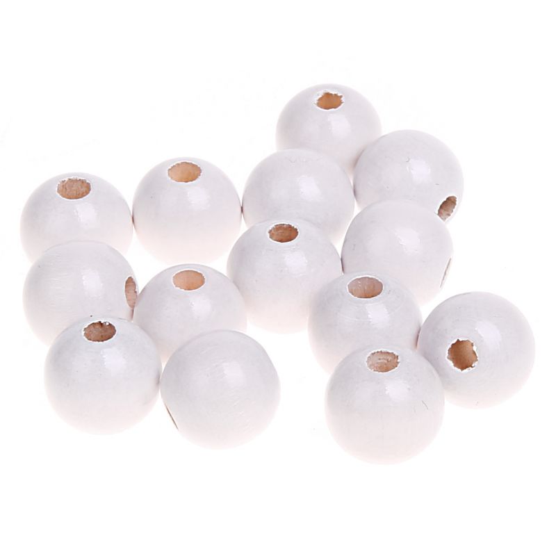 Holzperlen 12mm • 30 Stück 'weiß' 234 auf Lager