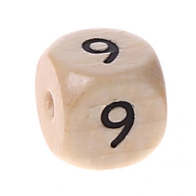 Zahlenperlen 10 mm geprägt '9' 75 auf Lager