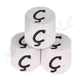 Buchstabenperlen weiß 10x10mm geprägt 'Ç' 653 auf Lager
