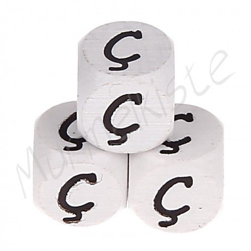 Buchstabenperlen weiß 10x10mm geprägt 'Ç' 58 auf Lager