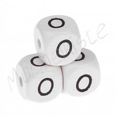 Letter beads white 10x10mm embossed 'O' 154 in stock 