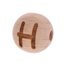 Letter beads 12mm with laser engraving - drilled horizontally 'H' 227 in stock 