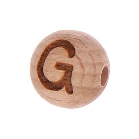Letter beads 12mm with laser engraving - drilled horizontally 'G' 124 in stock 