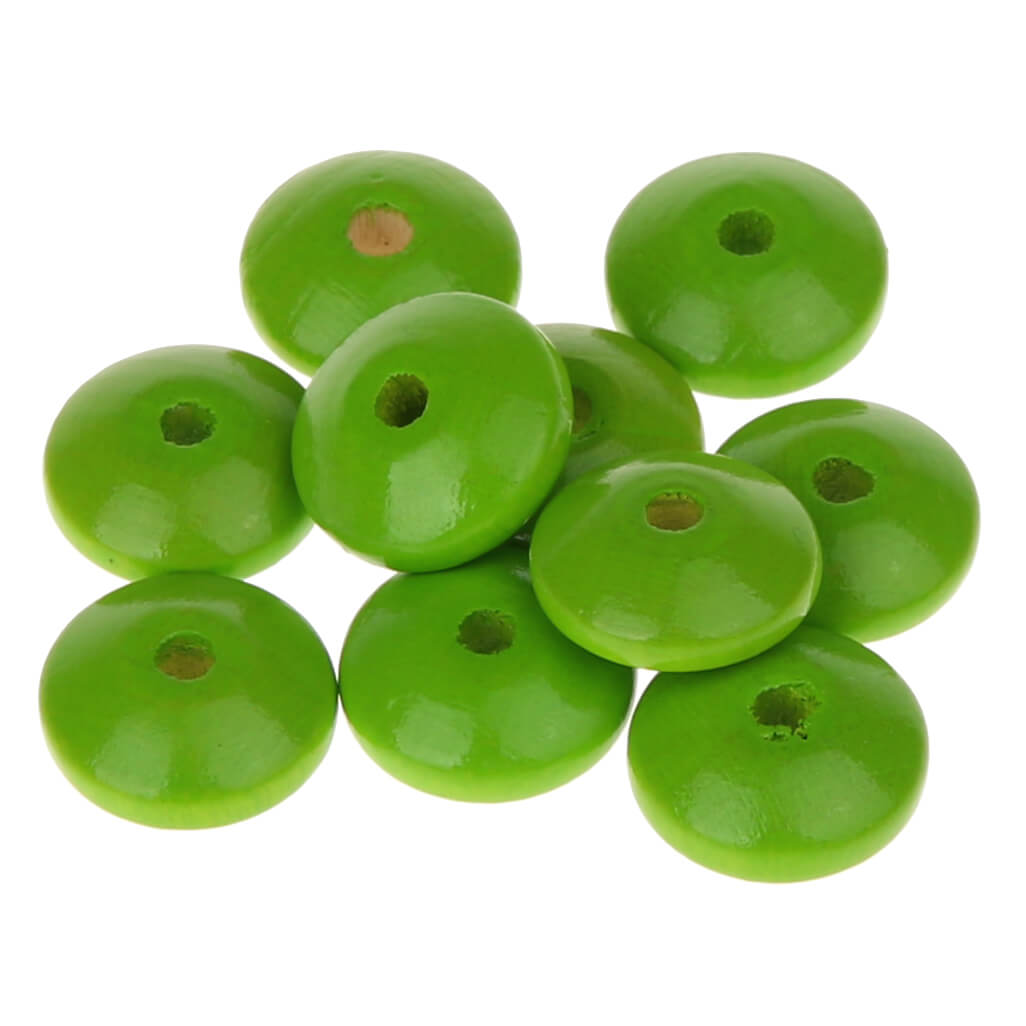 Holzlinsen 14mm • 50 Stück 'gelbgrün' 86 auf Lager