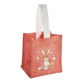 Bunte Tasche mit Hasen-Motiv in Jute-Look 'rot' 7 auf Lager