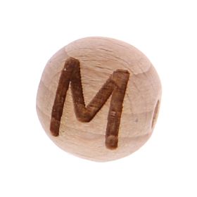 Letter beads 12mm with laser engraving - drilled horizontally 'M' 168 in stock 