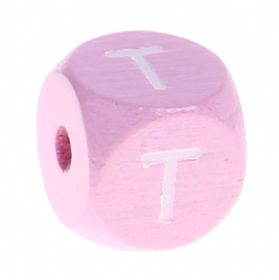 Wooden letters pink 10 mm x 10 mm 'T' 442 in stock 