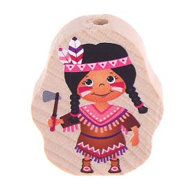 Motif bead natural Indian - Indian woman 'Indian pink' 45 in stock 