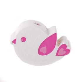 Bird motif bead 'white-pink' 59 in stock 