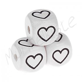 Letter beads white 10x10mm embossed '♥' 428 in stock 