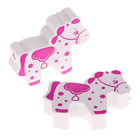 Horse motif bead 'white-dark pink' 1288 in stock 