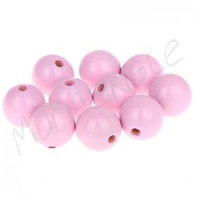 Wooden beads 15mm - 10 pieces 'pink' 203 in stock 