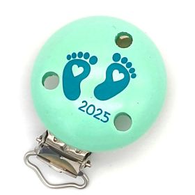 Schnullerclip Babyfüße 2025 'mint' 15 auf Lager