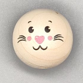 Holzperle mit Gesicht "Hase" 'natur' 999 auf Lager