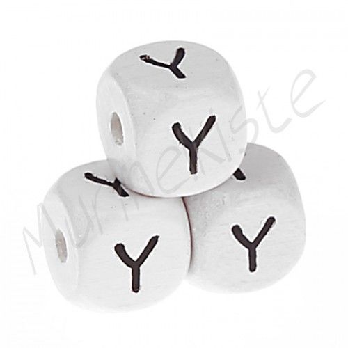Buchstabenperlen weiß 10x10mm geprägt 'Y' 110 auf Lager