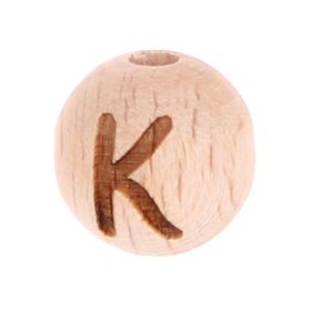 Letter beads 12mm with laser engraving - drilled vertically 'K' 170 in stock 